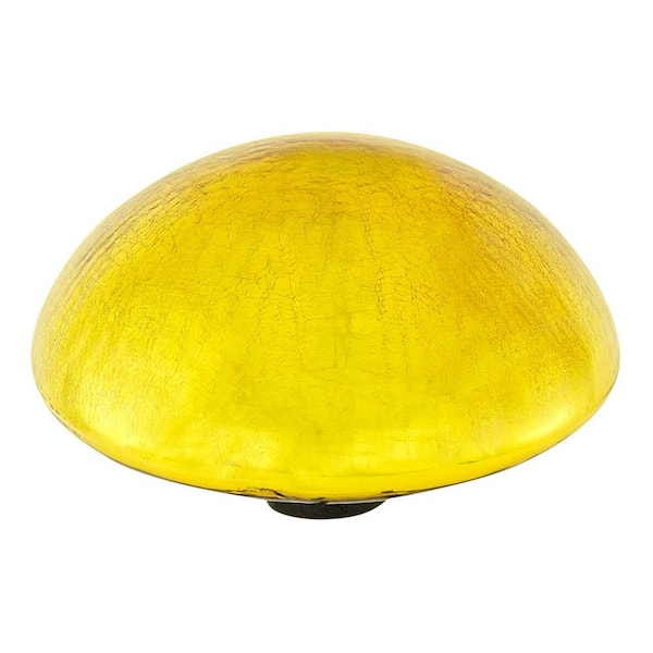 5.5 in. Height 9 in. x Diameter Glass Toadstool Gazing Globe Ball, Yellow