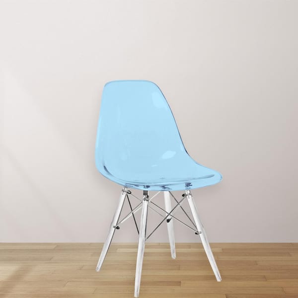 Leisuremod Dover Transparent Blue Side Chair