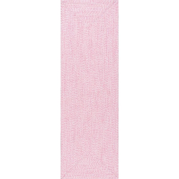 nuLOOM Lefebvre Casual Braided Pink 3 ft. x 8 ft. Indoor/Outdoor Runner Patio Rug