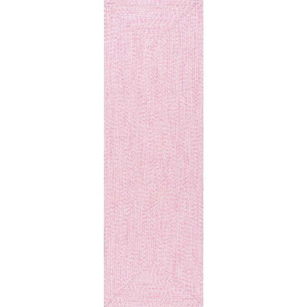 nuLOOM Lefebvre Casual Braided Pink 3 ft. x 8 ft. Indoor/Outdoor Runner ...