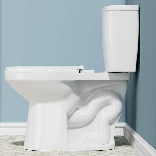 Convenient Height Extra Tall Toilets Pearl White Dual Flush Elongated Tall  Height 2-piece Soft Close Toilet 12-in Rough-In 1.28-GPF in the Toilets  department at