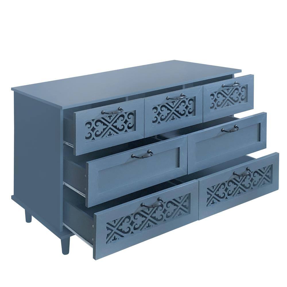 47.24 in. W x 15.75 in. D x 31.5 in. H Bathroom Blue Linen Cabinet