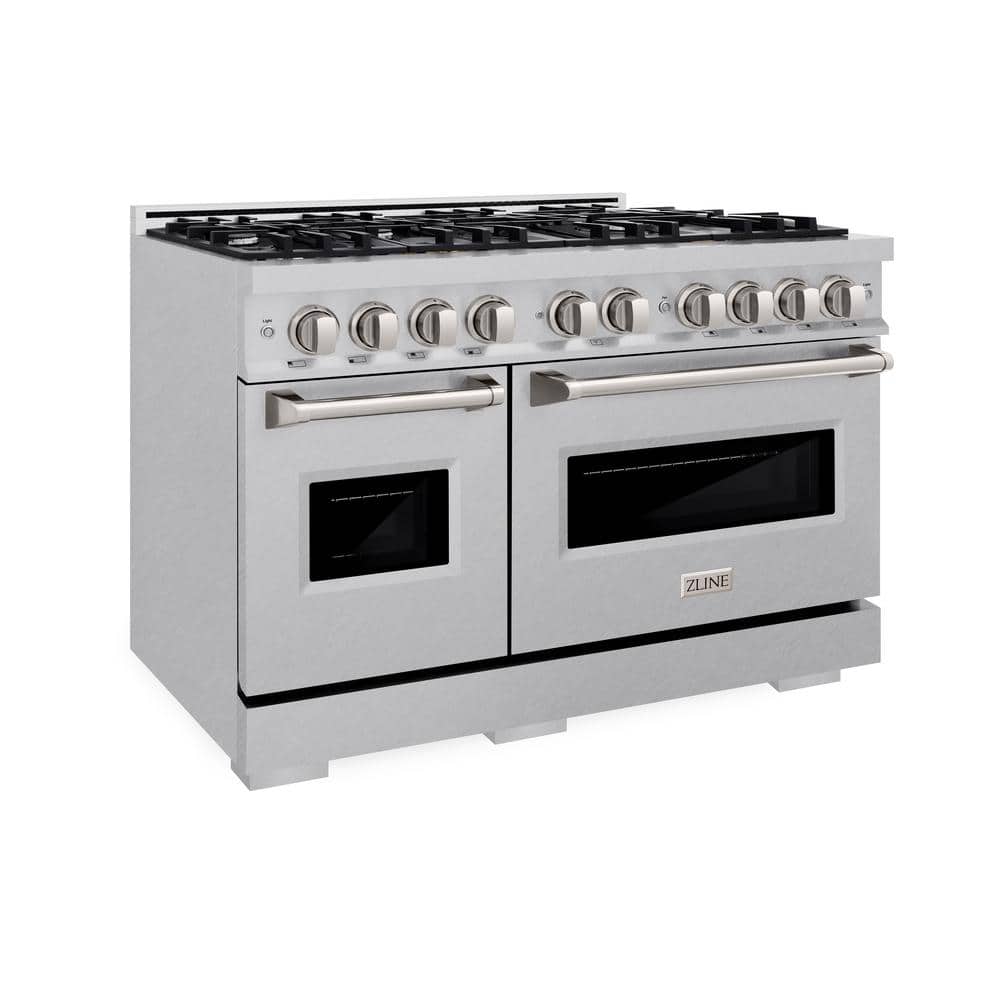 48" Stainless Steel Double Oven Gas Range with 8 Burners