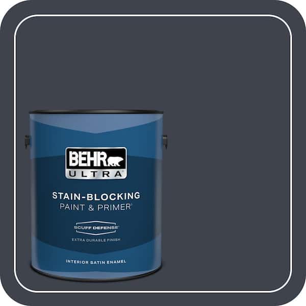 BEHR ULTRA 1 gal. #ECC-23-3 Blackbird Extra Durable Satin Enamel Interior Paint & Primer