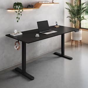 55 in. Black Electric Standing Desk with 3-Memory Height Settings and 2-Accessory Hooks