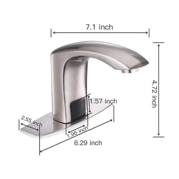 Automatic Sensor Touchless Single Hole Bathroom Sink Faucet with Deck Plate & Pop-Up Drain in Brushed Nickel