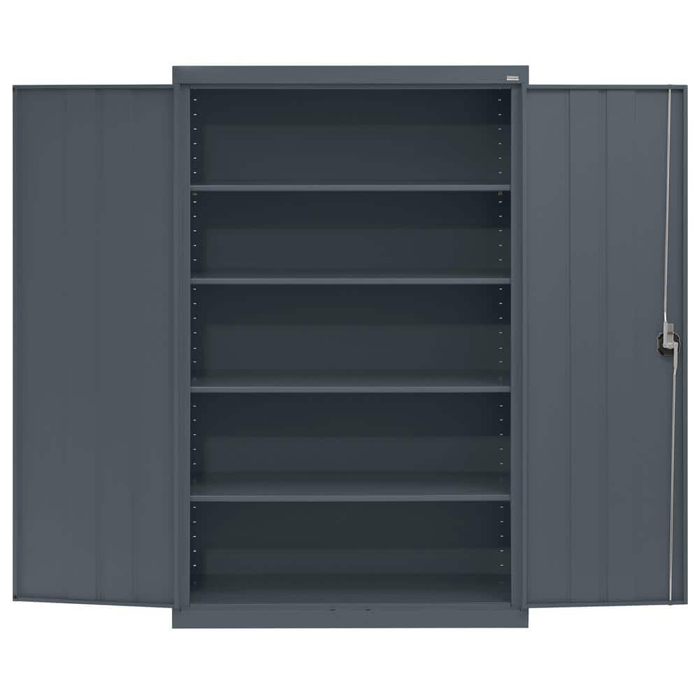 Gray Steel Freestanding Lockable Office Cabinet with Adjustable Shelving