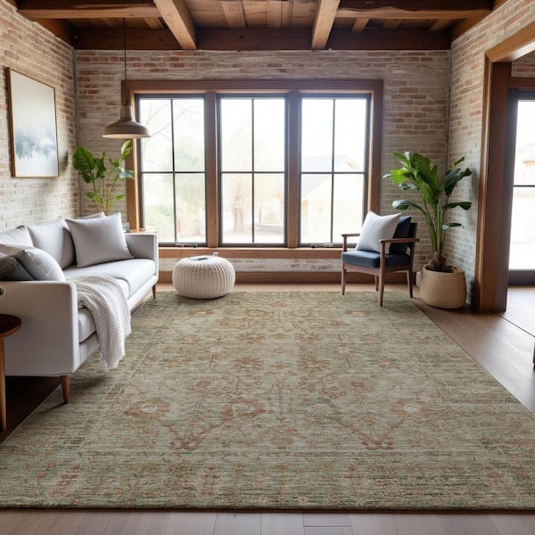 Mayfield Premium Machine Washable Abstract AMF1106 Beige 5 ft. x 7 ft. 6 in. Area Rug