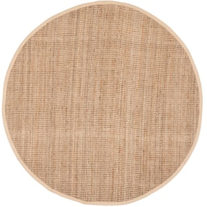 Natural Fiber Tan 11 ft. x 11 ft. Woven Cross Stitch Round Area Rug