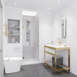 Passion 30 in. W x 72 in. H Frameless Hinged Shower Door in Brushed Gold