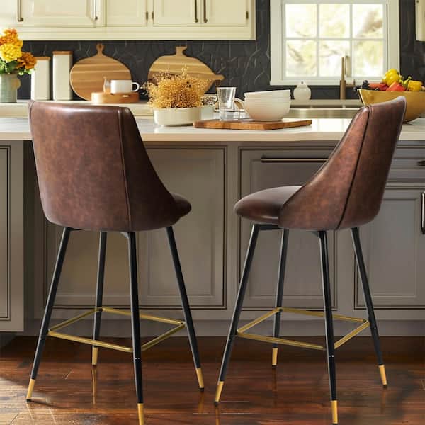 26 Upholstery 360 Counter Height Bar Stools for Kitchen Bar N A Dark Brown