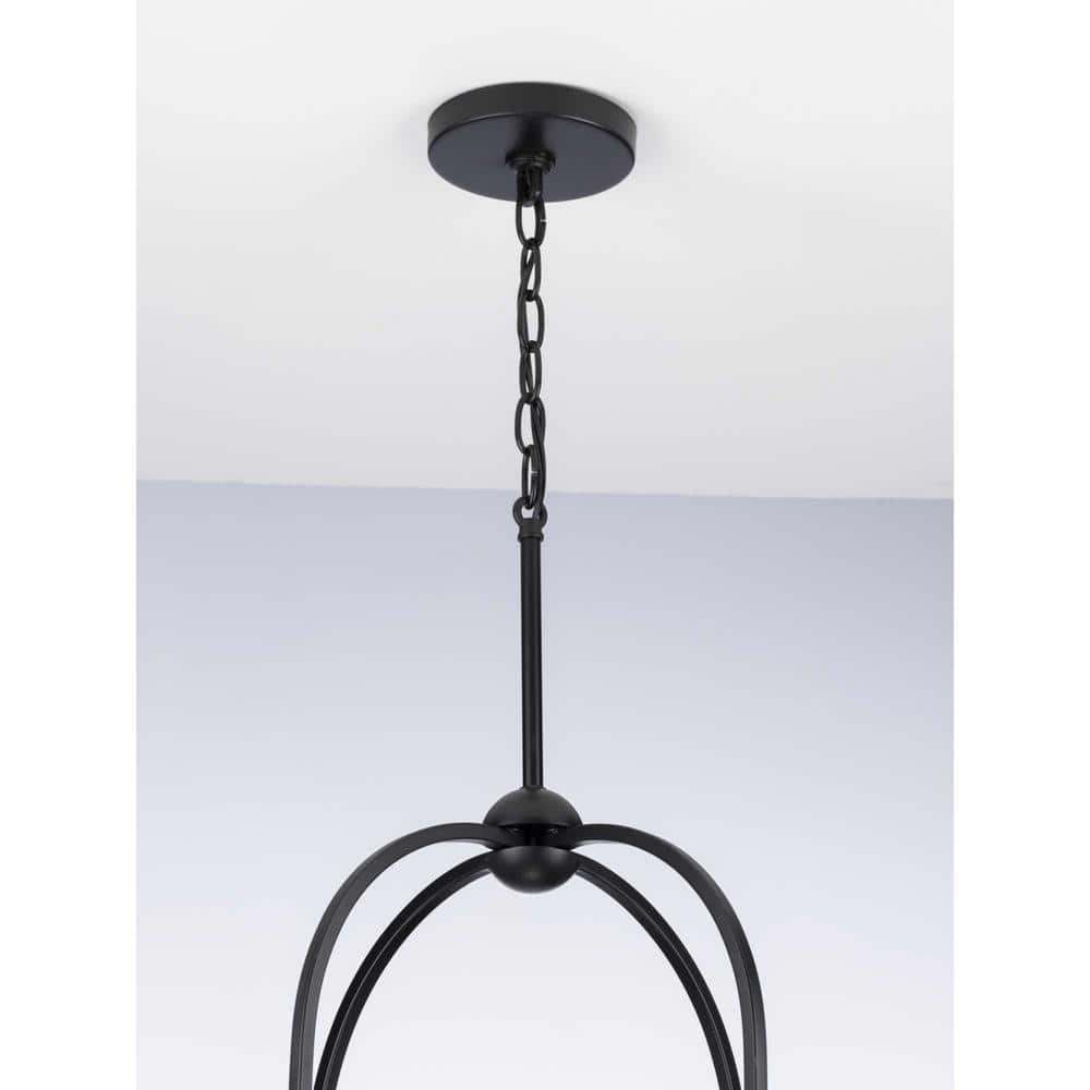 Modern Farmhouse 15" Black Globe Pendant with Polished Nickel Accents