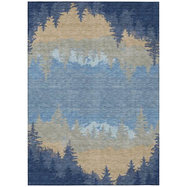 Chantille Machine Washable Indoor/Outdoor Abstract ACN2861 Navy 10 ft. x 14 ft. Area Rug