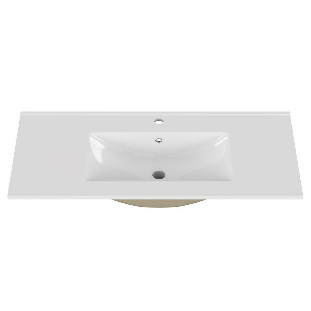 36 in. W x 19 in. D Porcelain Ceramic Single Bowl Bath Vanity Top Sink in White with 1-Faucet Hole and Overflow price history on PriceWatchPro