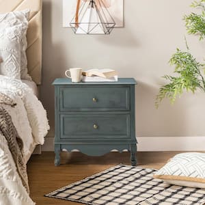 Elpenor 24"Wx16"Dx24"H Tall 2 - Drawer Blue Nightstand