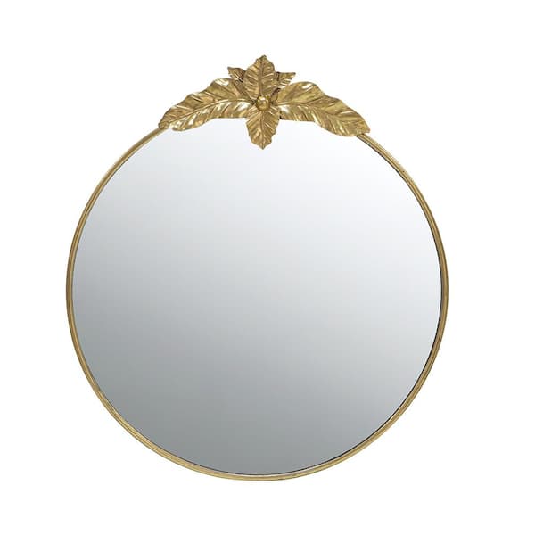 Unbranded 36 in. W x 36 in. H Small Round Metal Iron Framed Wall Bathroom Vanity Mirror in Gold for Living Room