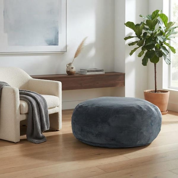 59.06 in. W Dark Gray Flannel Large Bean Bag for Living Room