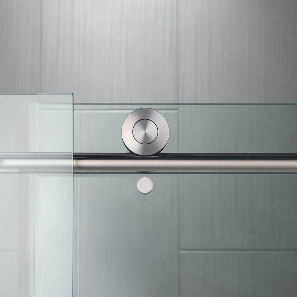 76” H Frameless Sliding Shower Door (56-60 Inch Adjustable Width) with Reversible Installation, Safety Glass, Anti-Splash Design