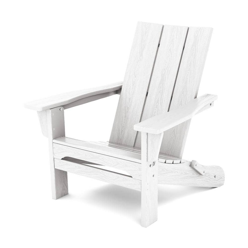 JEAREY White Classic Folding HDPE Plastic Adirondack Chair HQZDY-WT ...