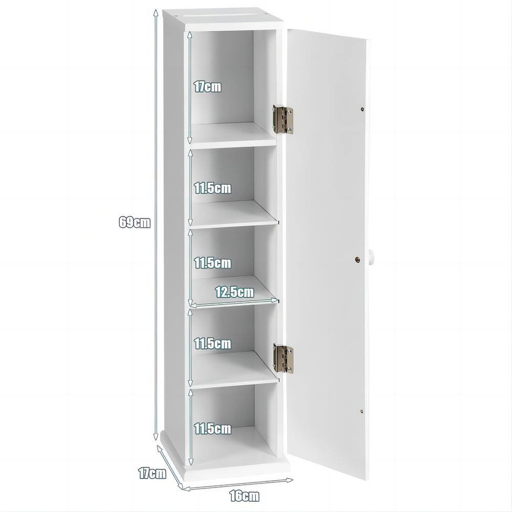 White Slim MDF Bathroom Storage Cabinet with Shelves