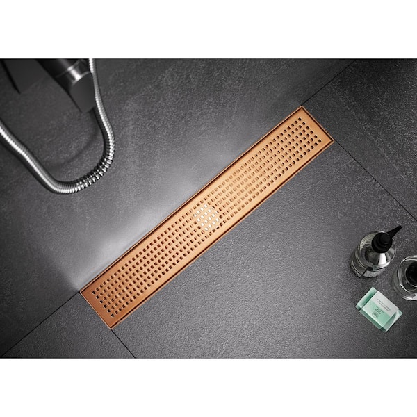 32 in. Linear Stainless Steel Shower Drain with Square Hole Pattern