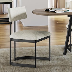Lucio Light Beige PVC/Black Metal Upholstered Dining Chair