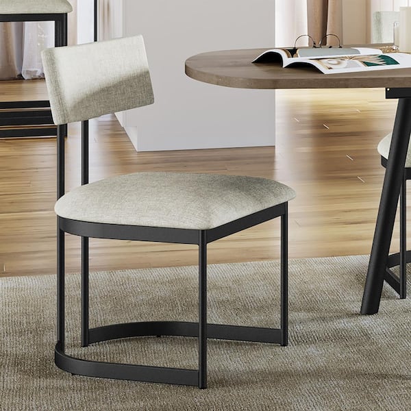 Amisco Lucio Light Beige PVC/Black Metal Upholstered Dining Chair