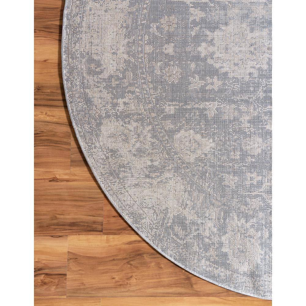 Portland Blue and Beige Round Geometric Synthetic Rug