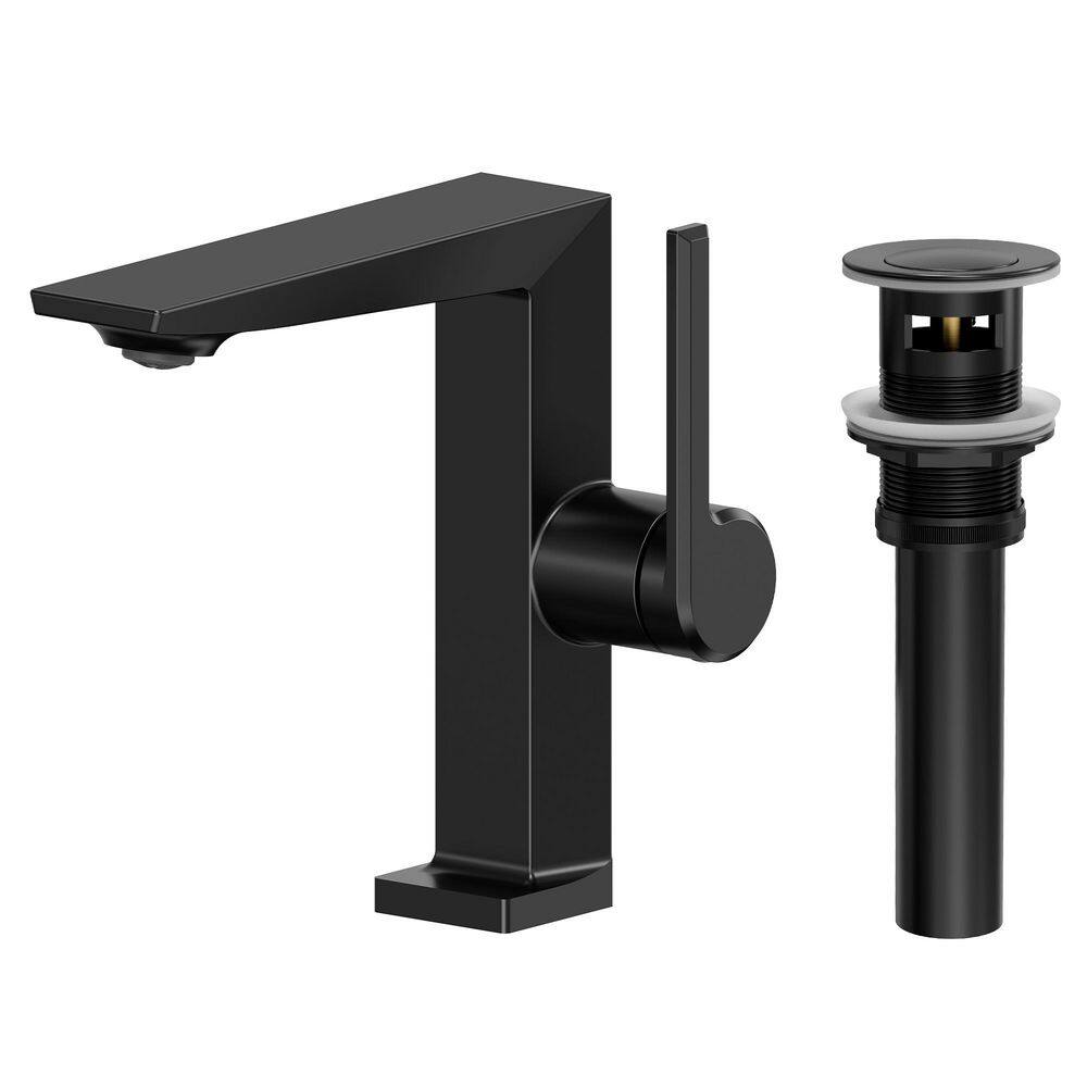 7 in. Faucet Height 1-Handle Single Hole Bathroom Vessel Sink Faucet in Matte Black with Pop-Up Drain (2-Pack) price history on PriceWatchPro