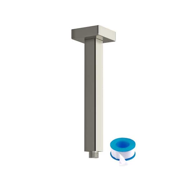 LORDEAR 8 in. L Brushed Nickel Ceiling Mounted Rain Shower Extension Shower Arm with Flange