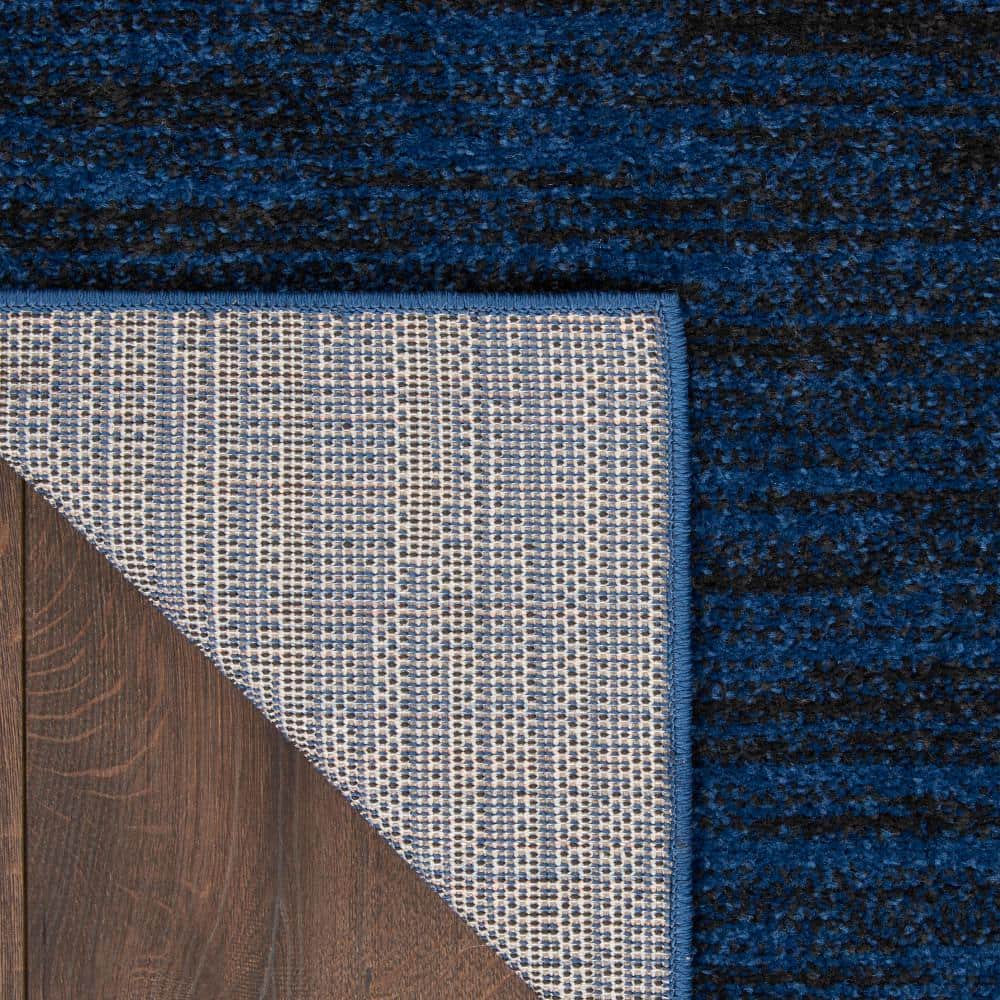 Midnight Blue 7' Square Non-slip Synthetic Rug