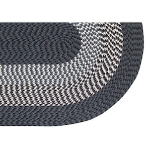 Alpine Collection Black & Gray Stripe 50in. x 80in. 7-Piece Reversible Rug Set