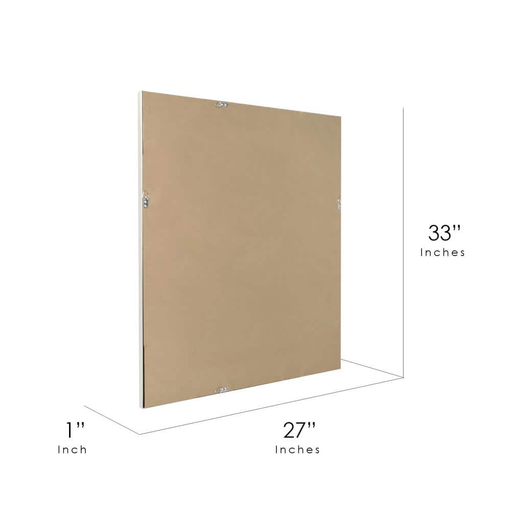 Elegant Chrome and White Textured Rectangular Beveled Wall Mirror - 27.5" x 33.5"