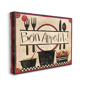 "Bon Appetit Phrase Vintage Kitchen Cooking Charm" by Dan DiPaolo Unframed Drink Canvas Wall Art Print 16 in. x 20 in.