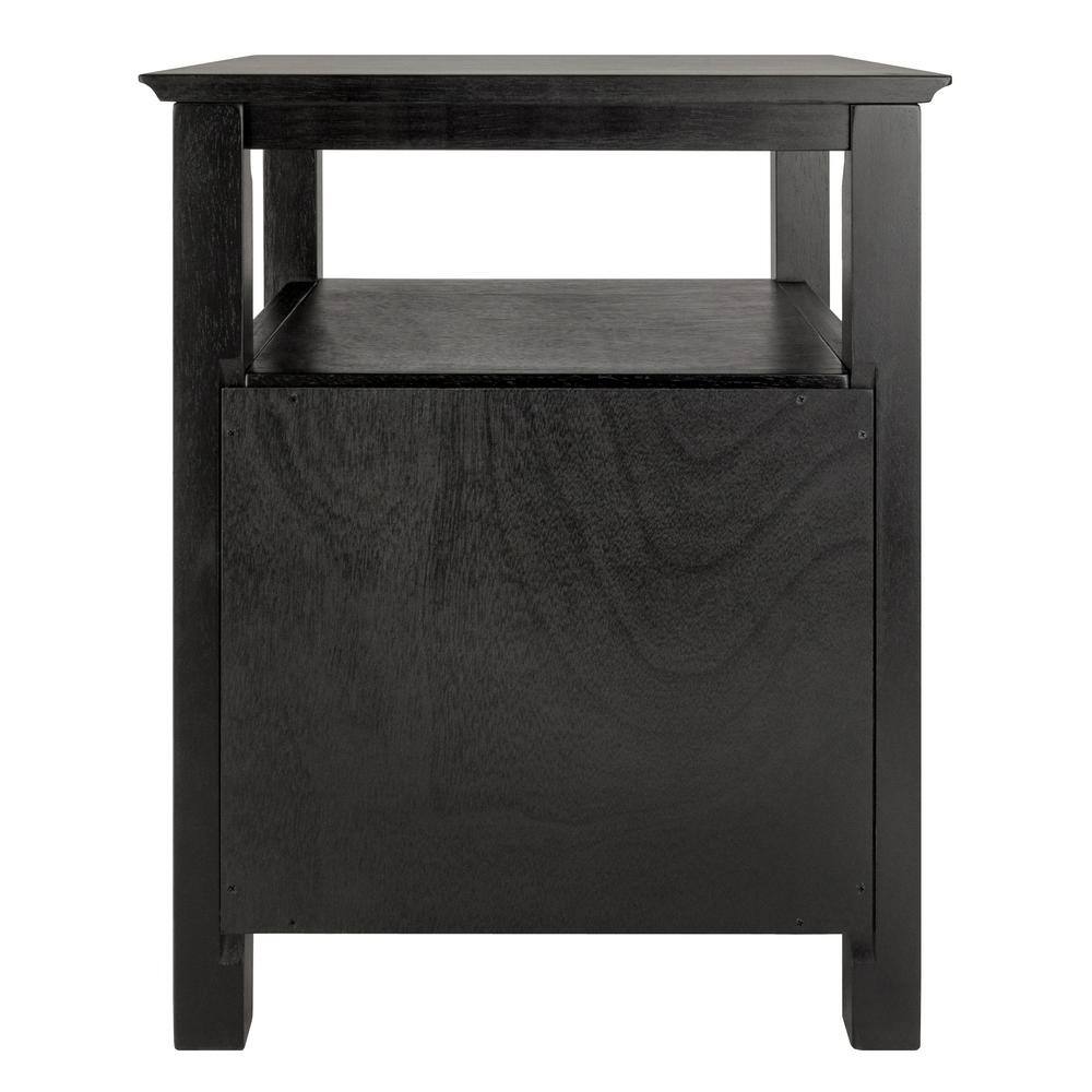 Transitional Black Solid Wood 2-Drawer Night Stand