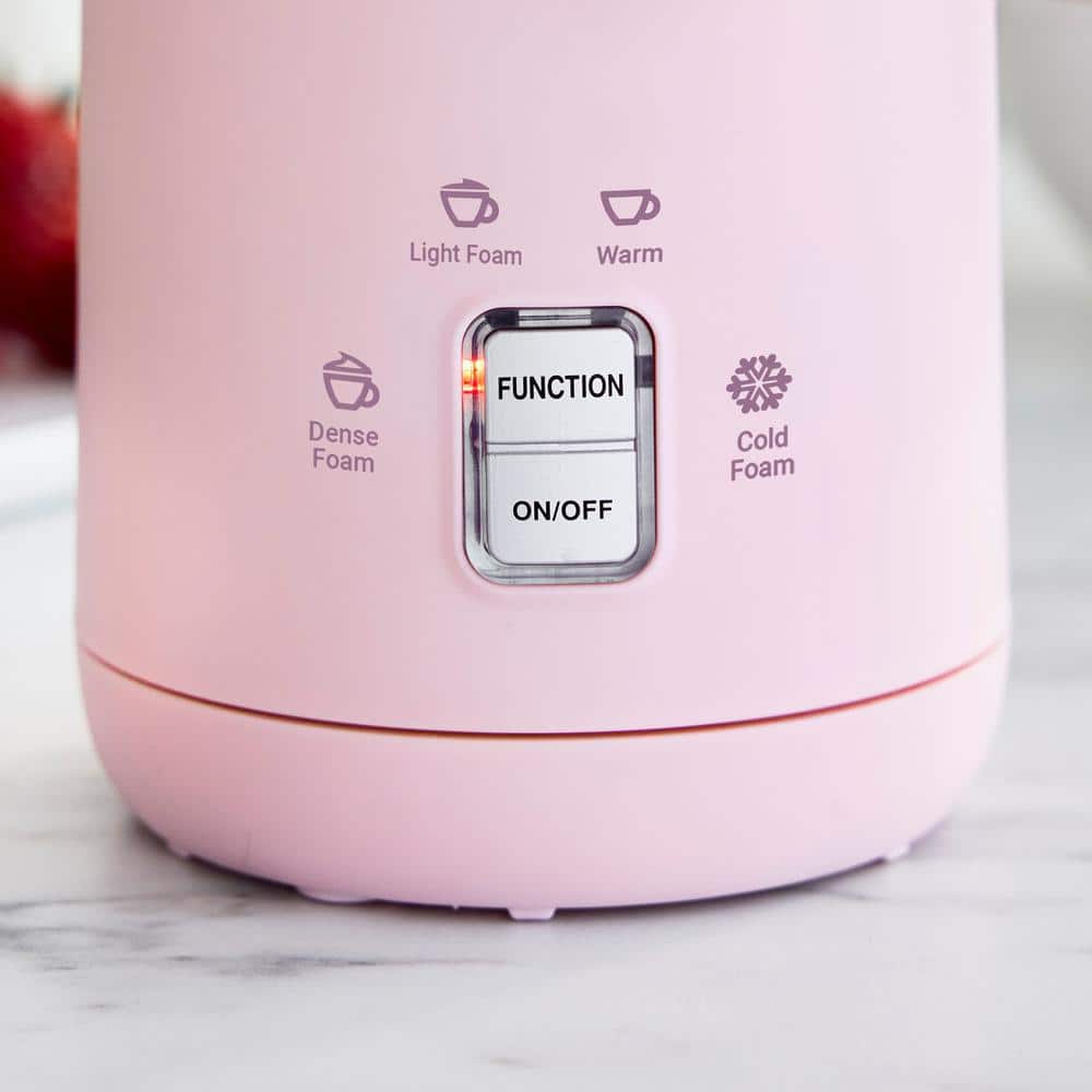 Pink Ceramic Electric Milk Frother with 4-in-1 Functionality