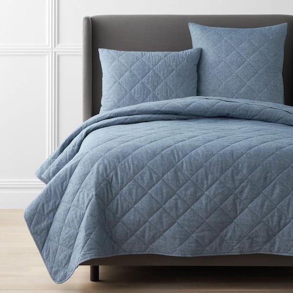 The Company Store Legends Hotel Bromley Velvet Flannel Yarn-Dyed Denim King Cotton Coverlet