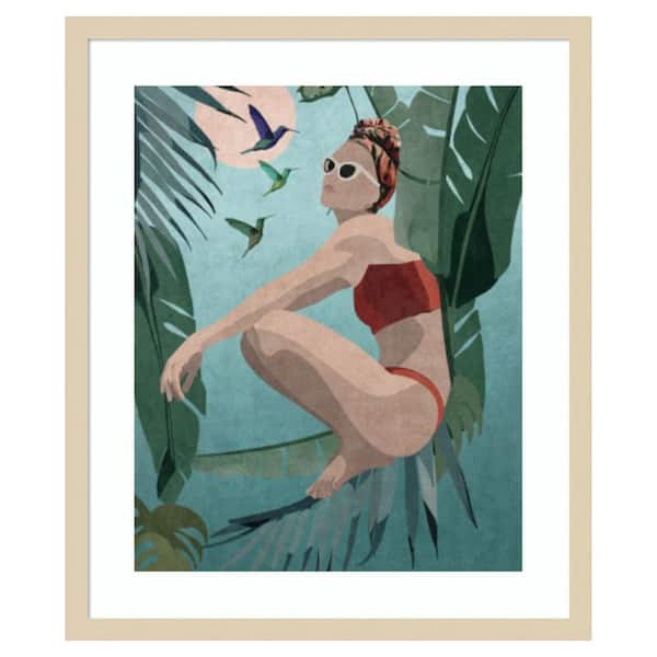 Amanti Art Tropical Blue Lady by Emel Tunaboylu 1 Piece Framed Giclee People Art Print 25 in. x 21 in.
