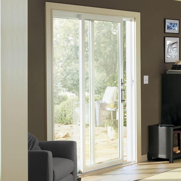 200 Series 70-1/2 in. x 79-1/2 in. White Right-Hand Perma-Shield Sliding Patio Door with White Interior, Fixed Panel