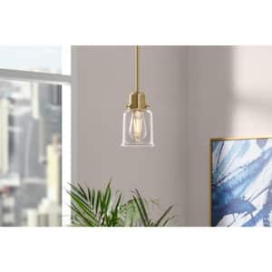 Timphaven 1-Light Brass Shaded Mini-Pendant Clear Glass