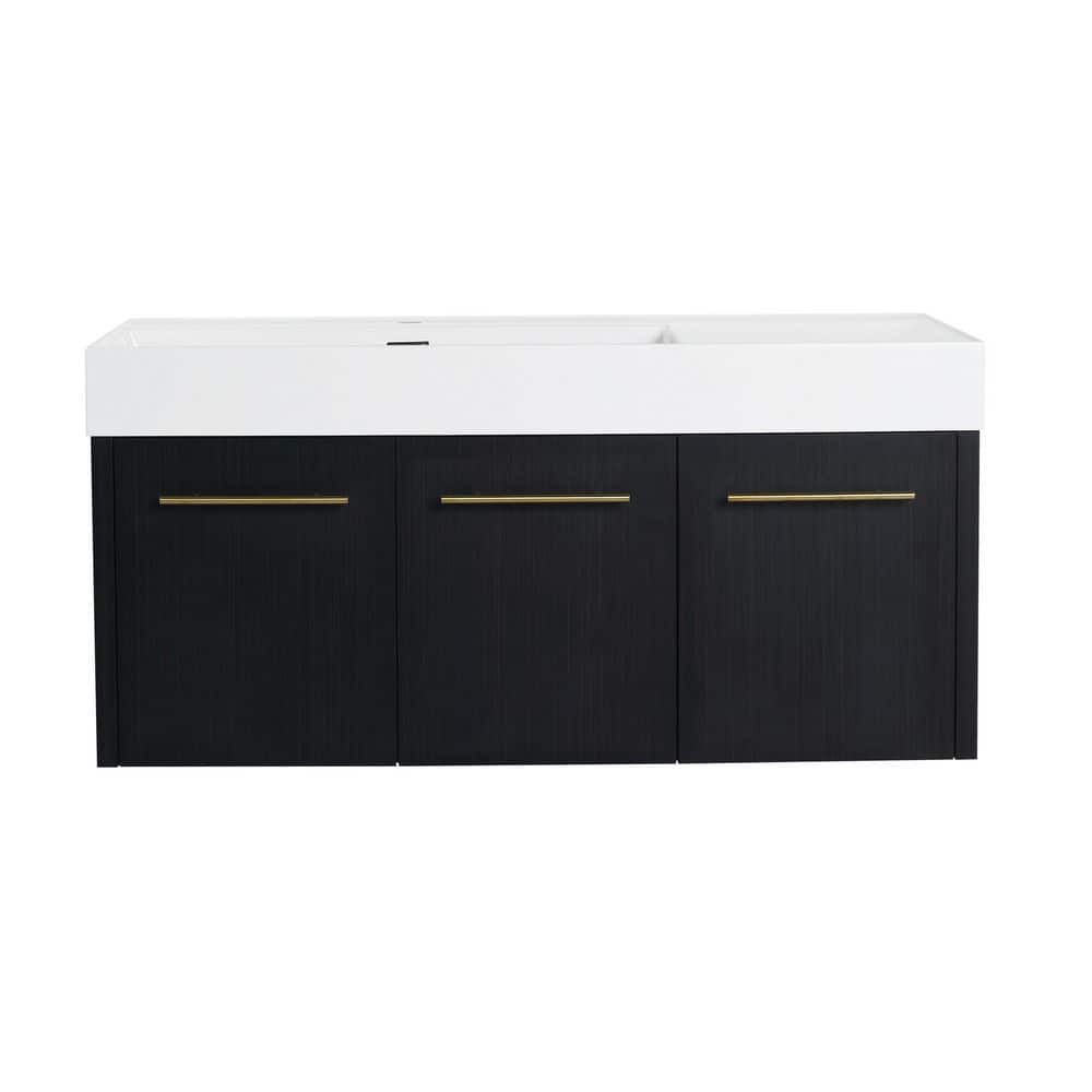 48 in. Single Sink Floating Black Bath Vanity with White Resin Sink Top price history on PriceWatchPro