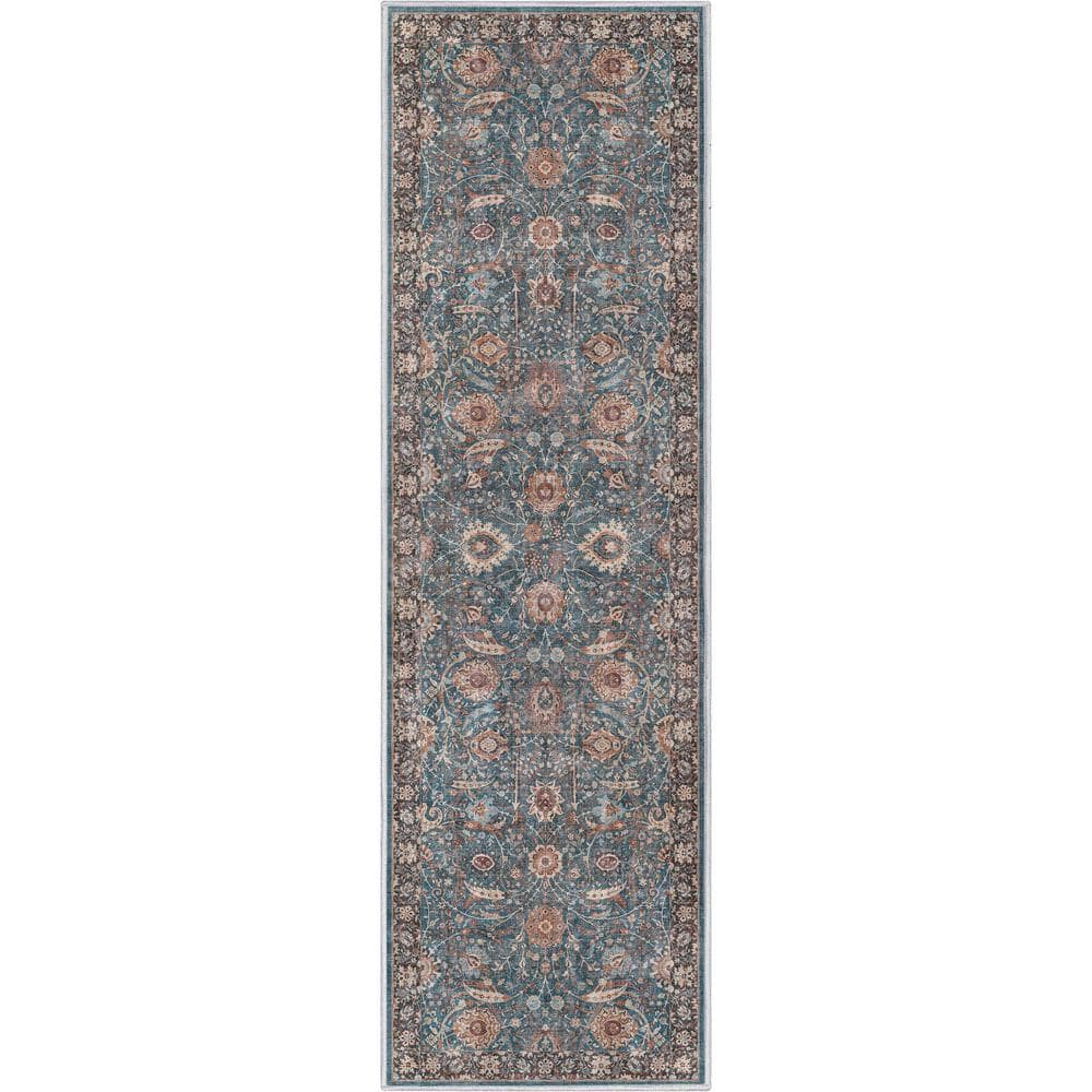 Well Woven Teal 2 ft. 3 in. x 7 ft. 3 in. Asha Liana Vintage Persian ...