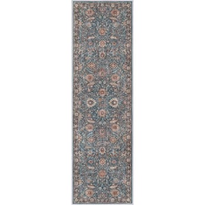 Teal 2 ft. 3 in. x 7 ft. 3 in. Asha Liana Vintage Persian Oriental Runner Area Rug