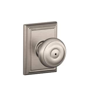 Georgian Satin Nickel Privacy Bed/Bath Door Knob with Addison Trim