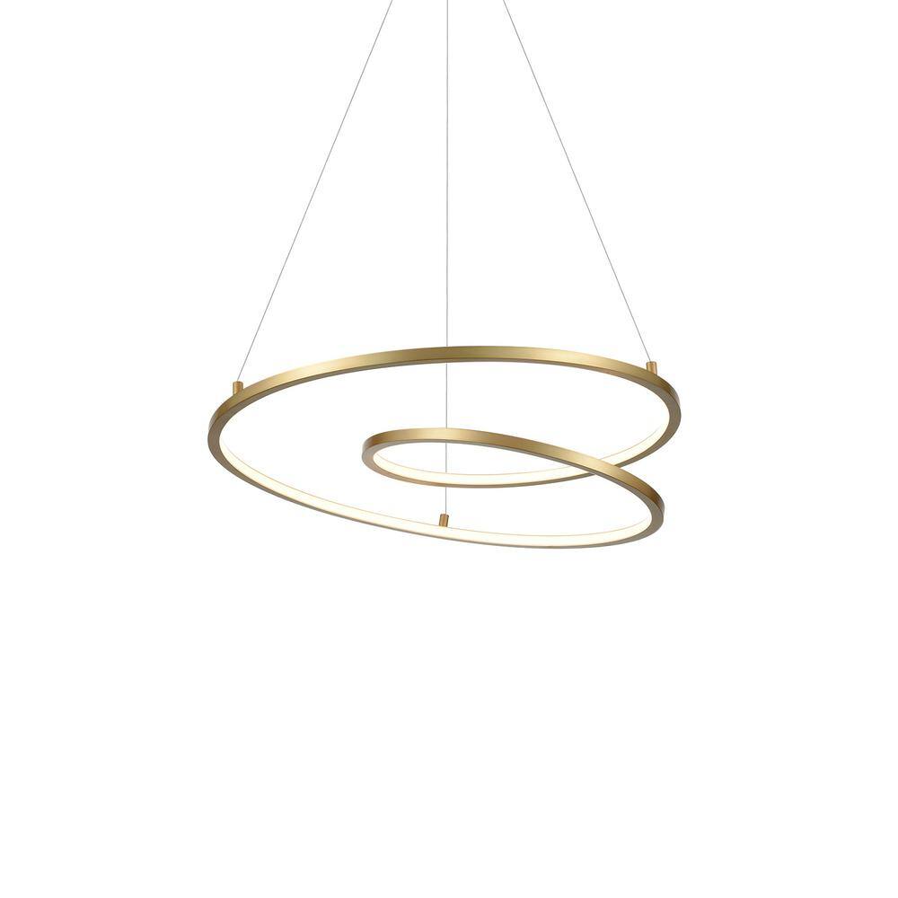 Antique Brass LED Spiral Pendant Light