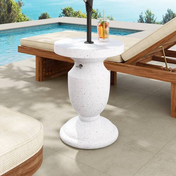 christopher knight patio umbrella CHRISTOPHER KNIGHT HOME Cowper Outdoor 34.26 lb. Concert MGO Patio Umbrella  Base Stand in Terrazzo White with Multiple Pole Adapters 155443