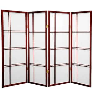 4 ft. Short Double Cross Shoji Screen - Rosewood - 4 Panels