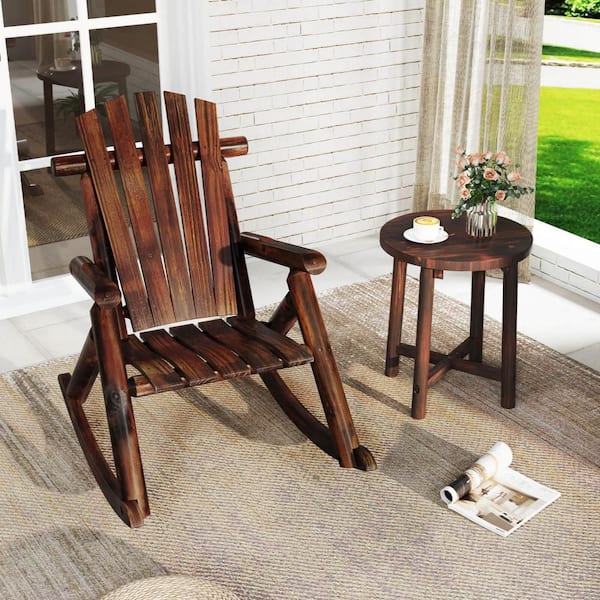 Solid Wood Outdoor Rocking Chair for Adults Adirondack Porch Rocker Patio Chair (1-Piece)