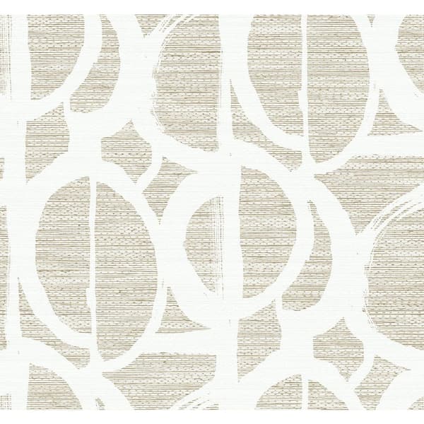 Seabrook Designs 60.75 sq. ft. Metallic Tan and Ivory Pendelton Abstract Nonwoven Paper Unpasted Wallpaper Roll