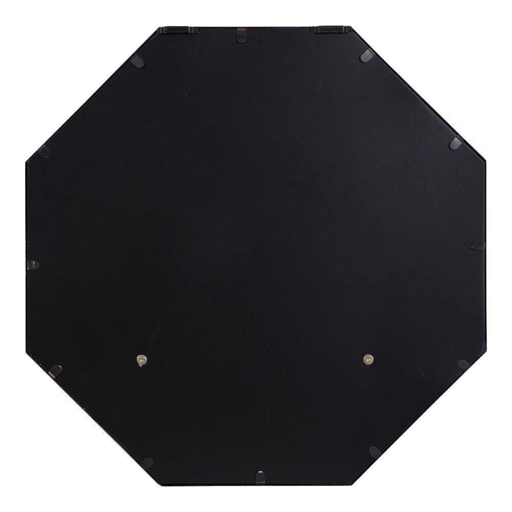 Gray and Black Octagon Wall Mirror with Shelf